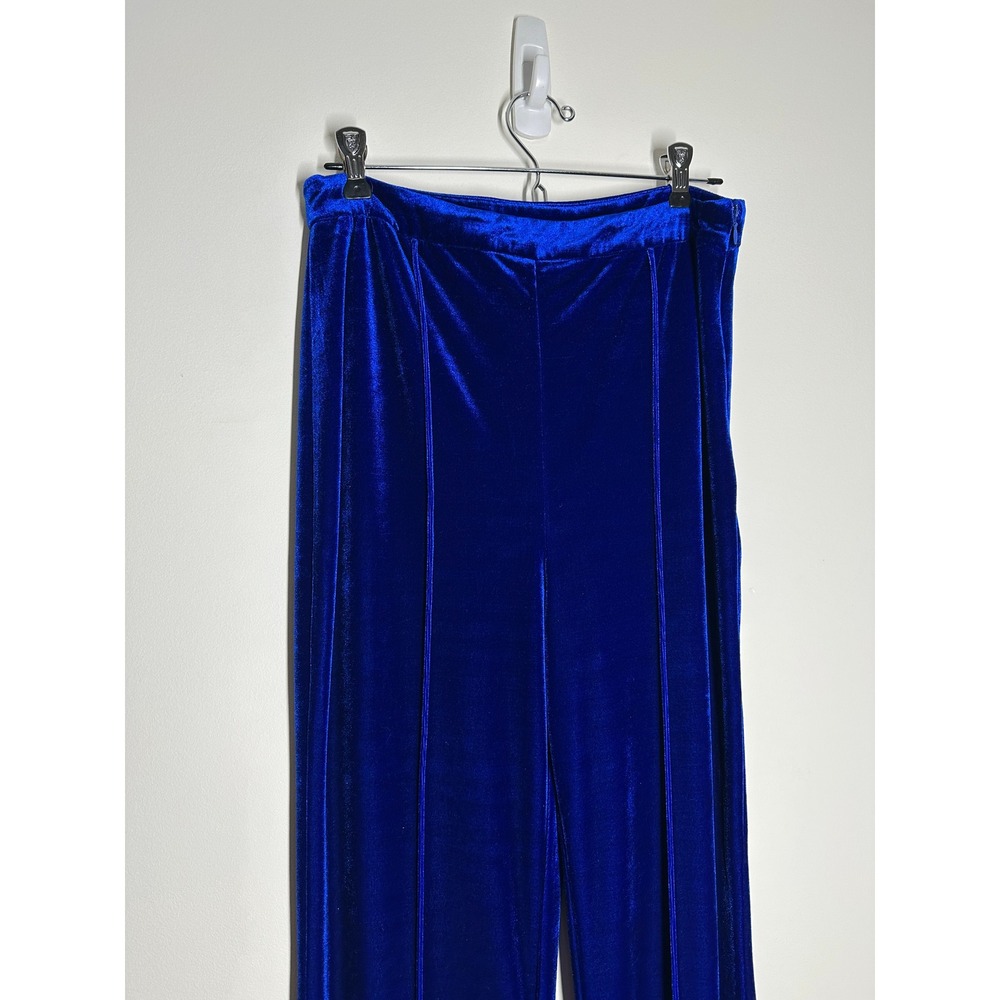 Flying Tomato Royal Blue Velvet Wide Leg Bell Bottom Pants Whimsigoth Celestial - Picture 6 of 9